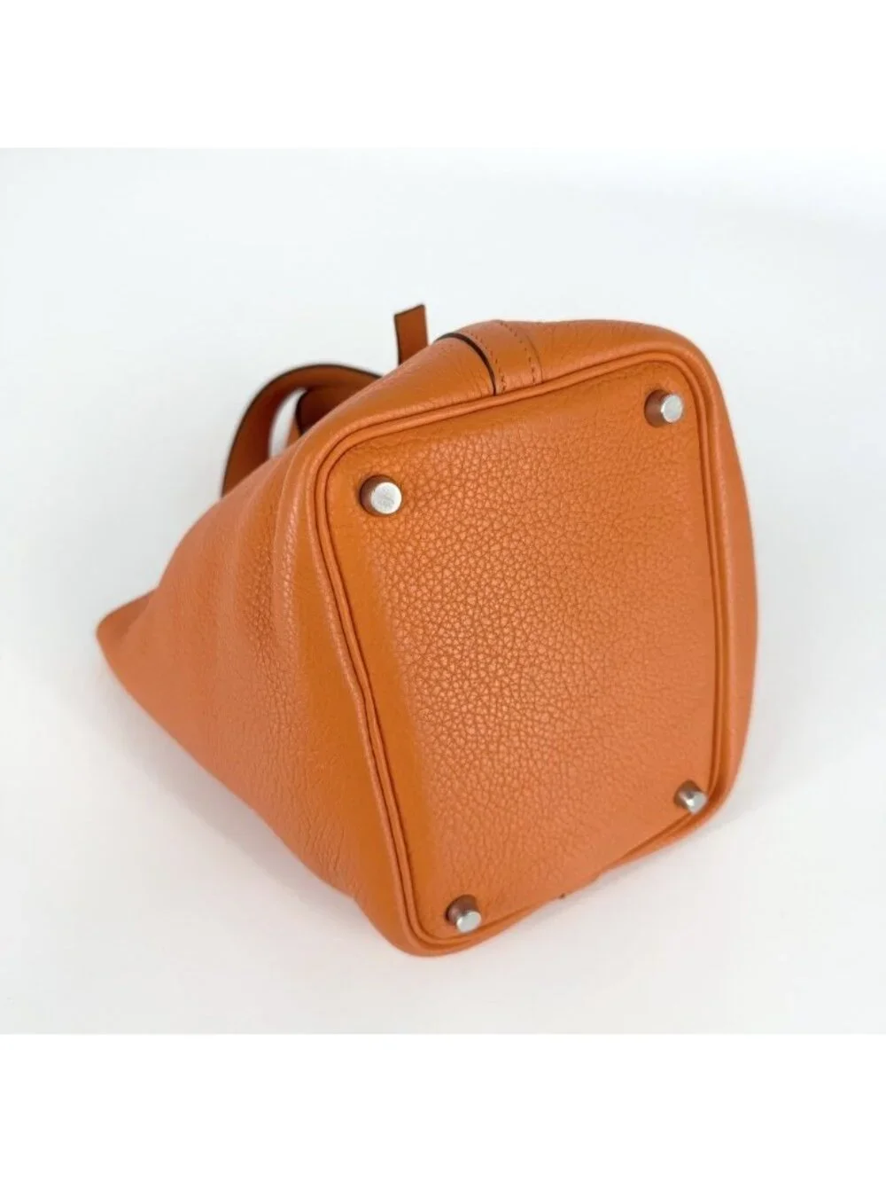 Hermes Handbag Picotin PM Leather Orange Silver